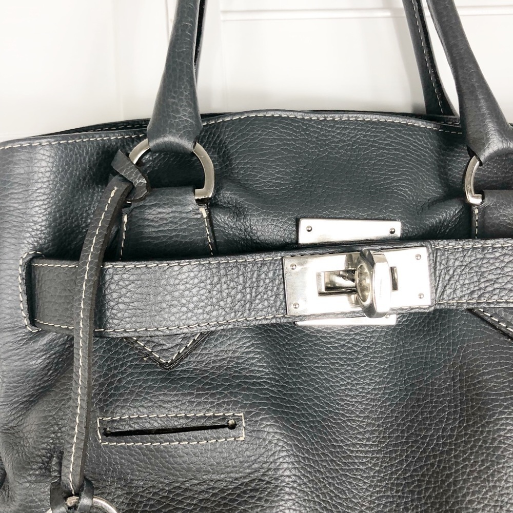Luxury LAURENT EFFEL GREY LEATHER SATCHEL (FRANCE)